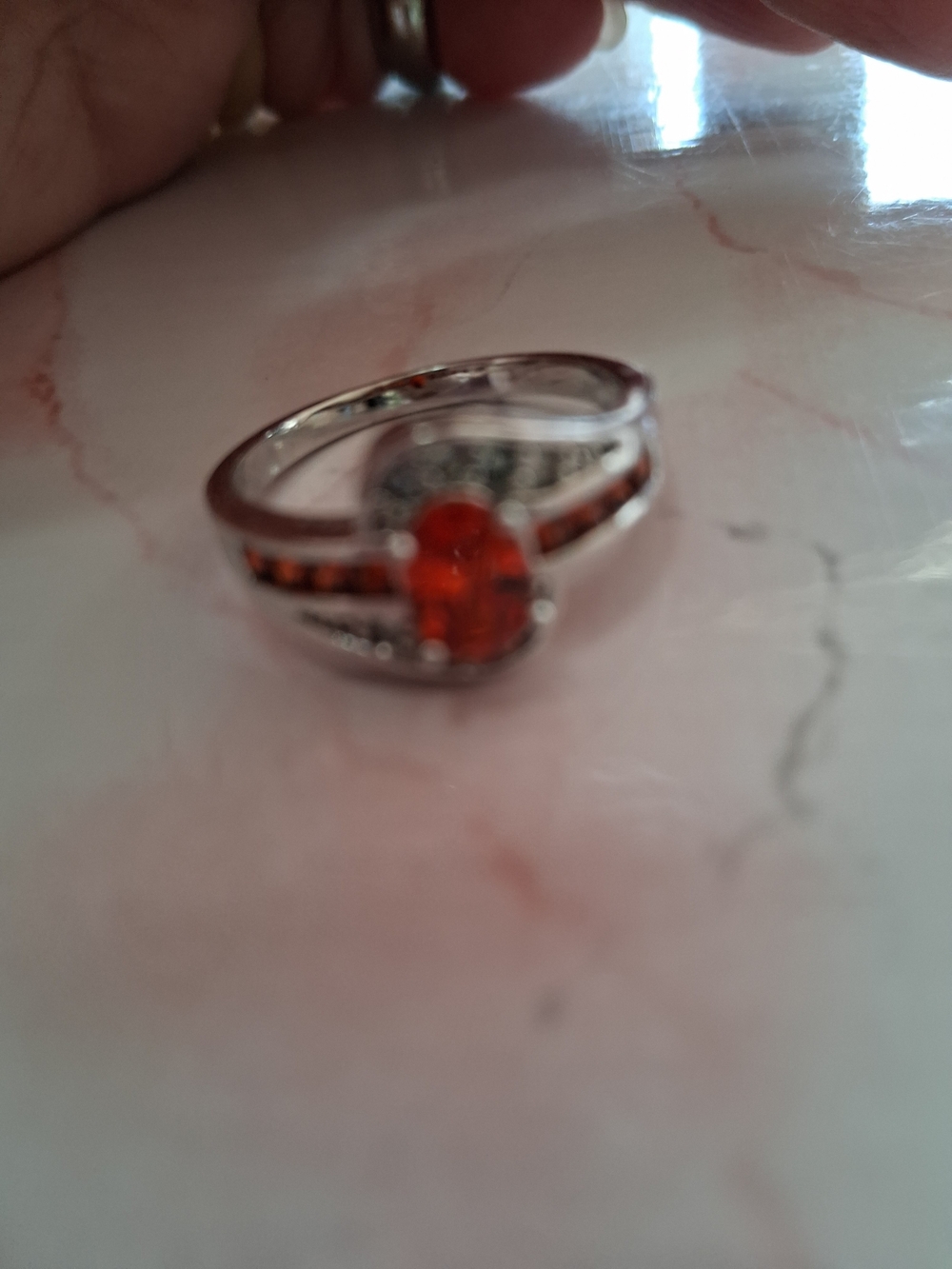 ORing with Orange Gemstone